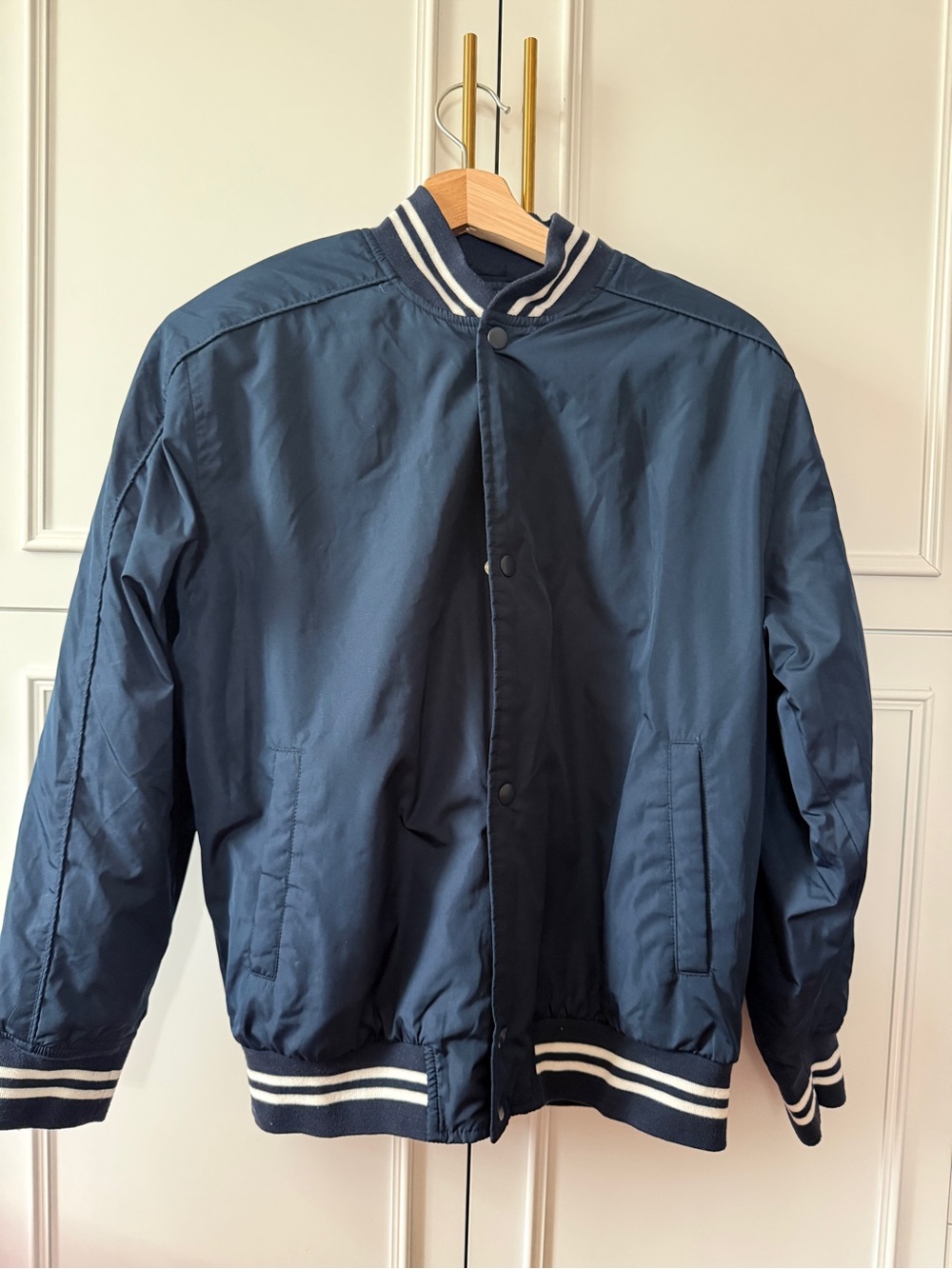 GAP Navy Bomber Jacket with White Striped Trim